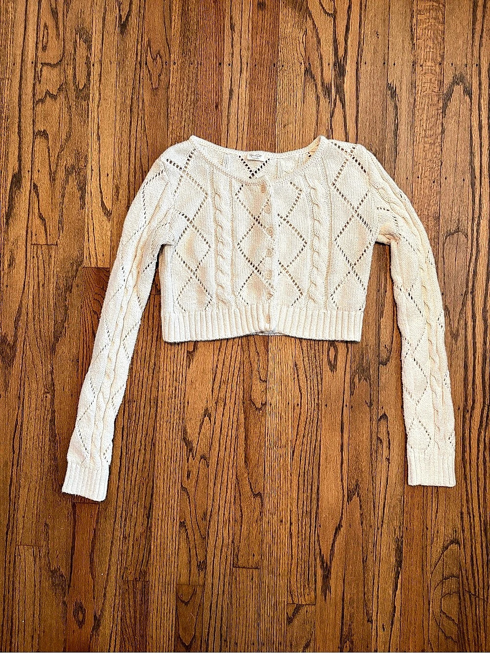 J. Galt Geometric Cotton Sweater in Cream Size Medium